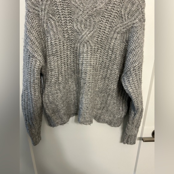 Aerie Light Gray Cropped Mock Neck Knit Sweater - Picture 3 of 11